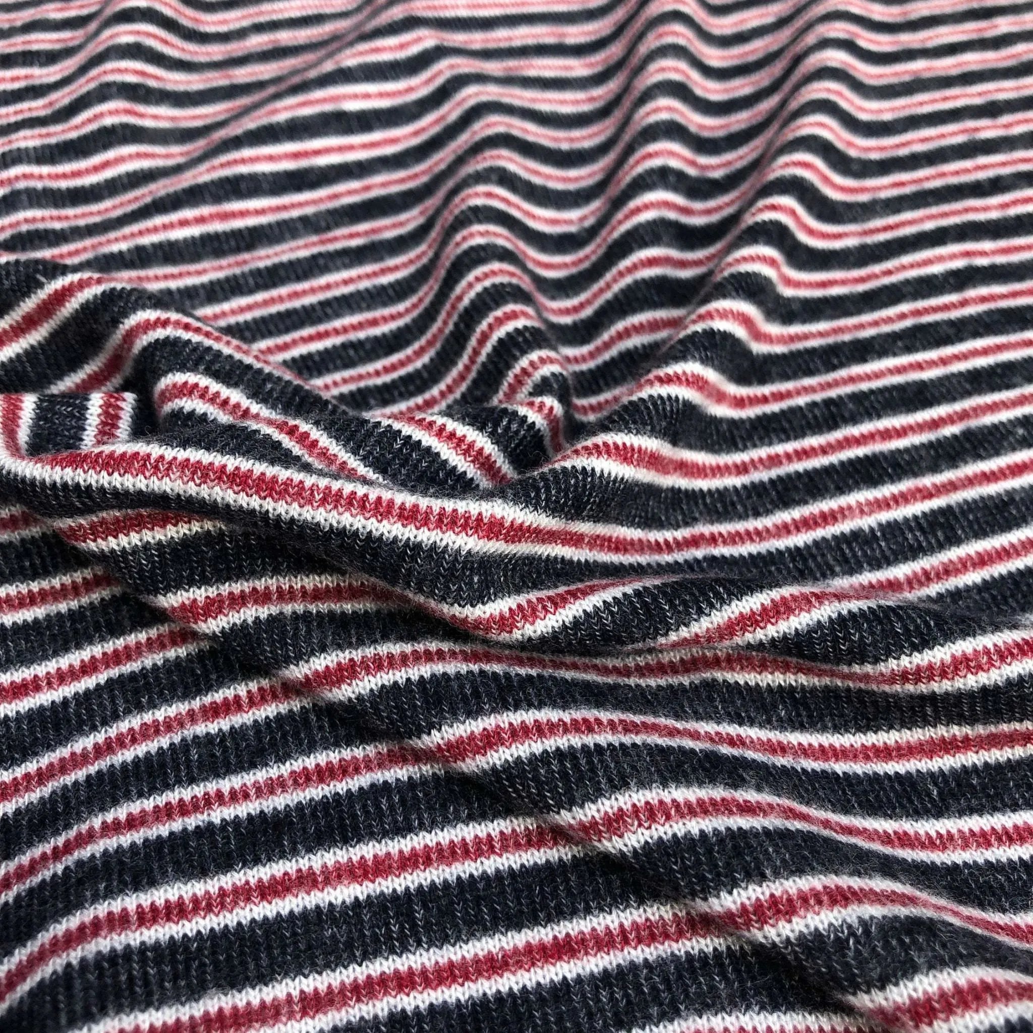 56" Rayon Spandex Stretch Blend Striped Print Hatchi Brushed Knit Fabric By Yard