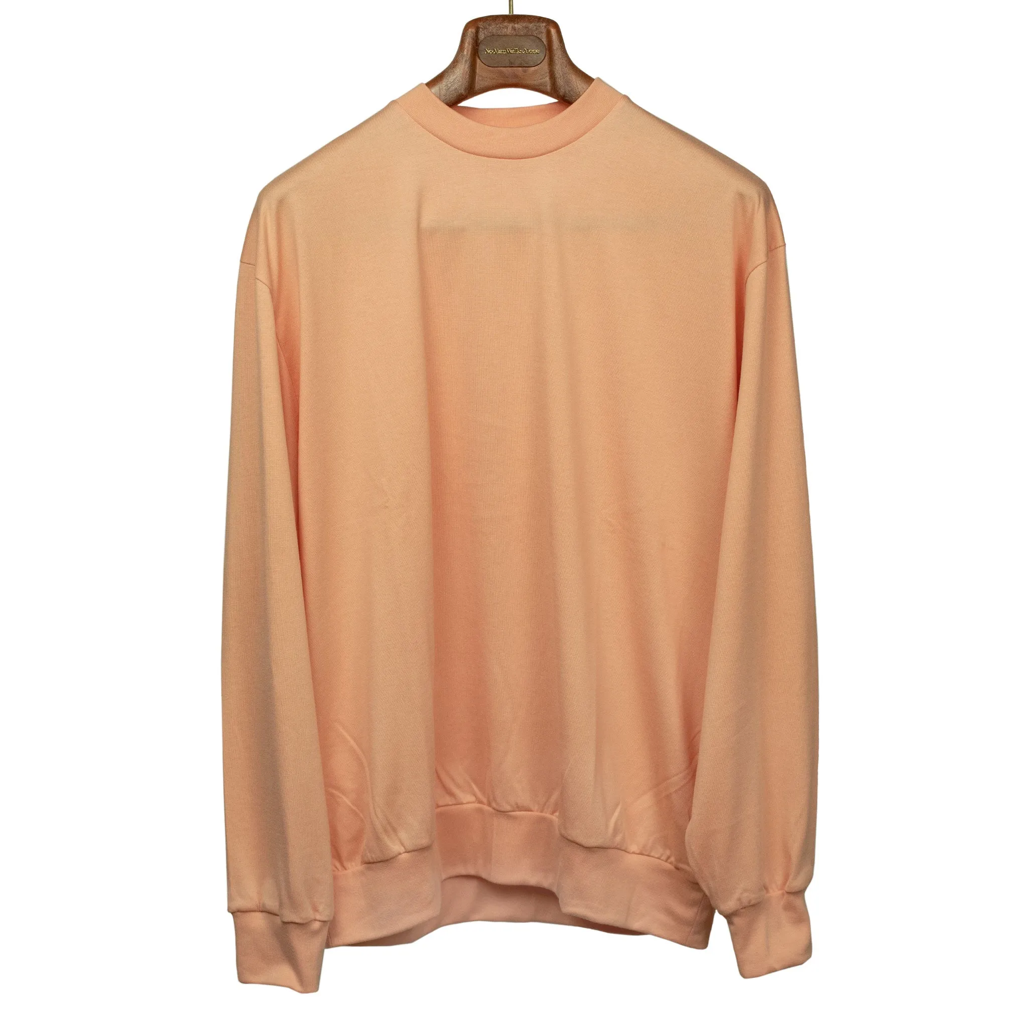 Crewneck sweatshirt in pale apricot cotton and silk jersey