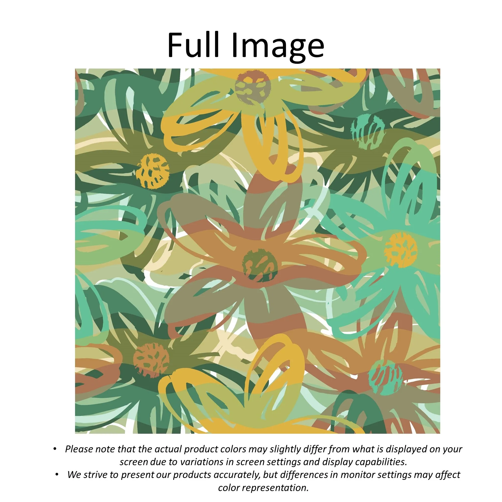 Green Botanical Flower Natural  Linen Faux Roman Shade Valance